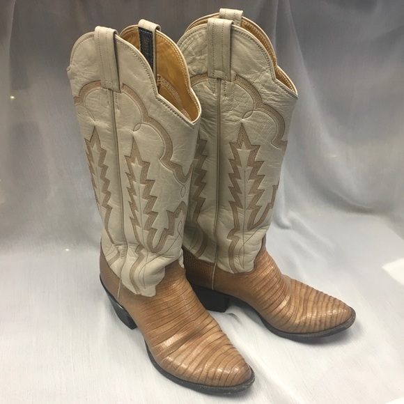 Panhandle Slim Shoes - Cream & Tan Cowboy Boots 👢